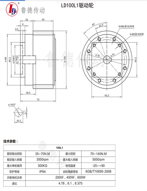 AGV行走輪LD100L1驅動（dòng）輪圖形